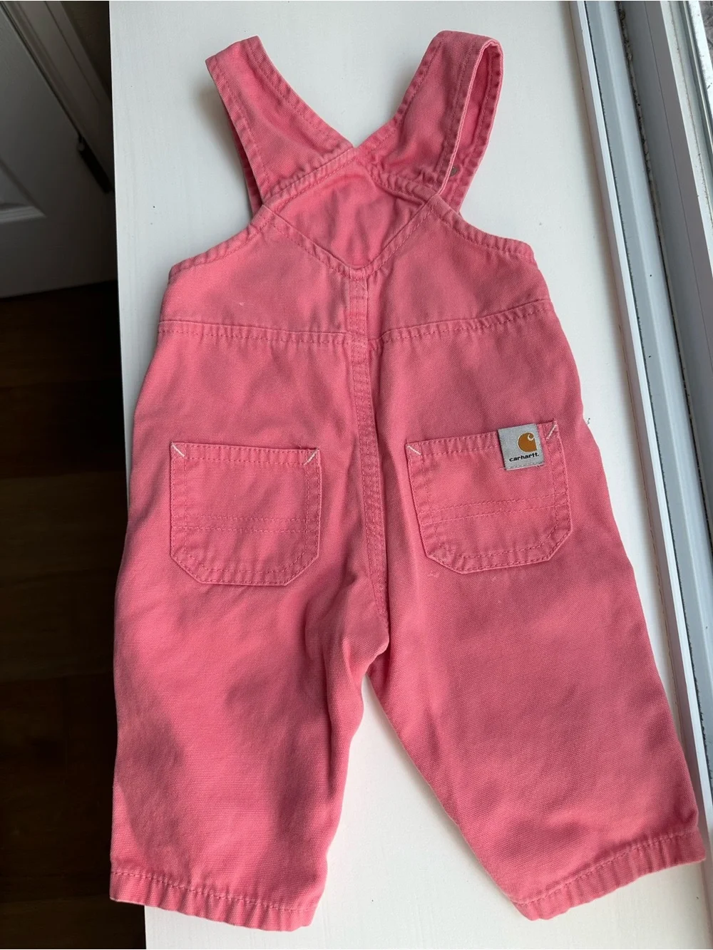 Carhartt baby girl embroidered pink overalls